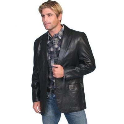 Scully Black Lambskin Leather Blazer