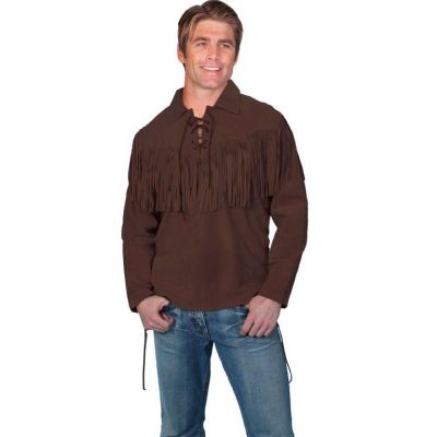 Scully Chocolate Fringe Leather Shirt
