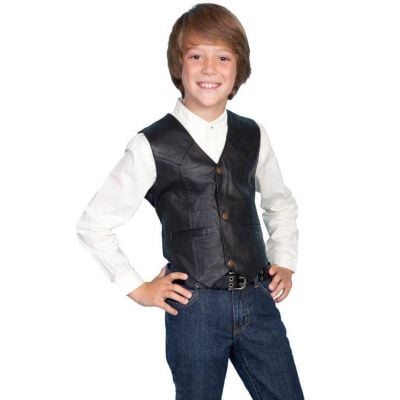 Scully Kid's Black Leather Vest