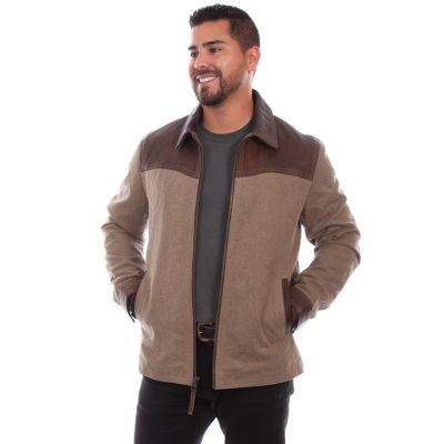 Scully Men's Cotton And Leather Trim Jacket