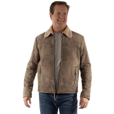 Scully Men's Zip Front Leather Jacket - Brown