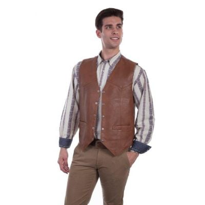 Scully Saddle Tan Leather Vest