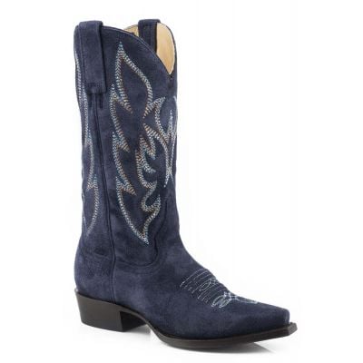 Stetson Ladies Snip Toe Navy Suede Boots