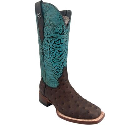 Tanner Mark Women's Ostrich Print Square Toe Boot