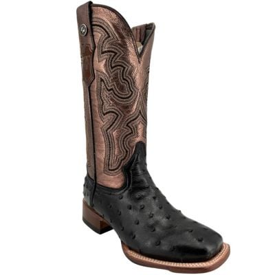 Tanner Mark Women's Ostrich Print Square Toe Boot