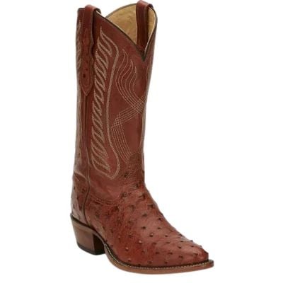 Tony Lama Men's 13" Mccandles Brandy Hermoso Full Quill Ostrich Western Boot