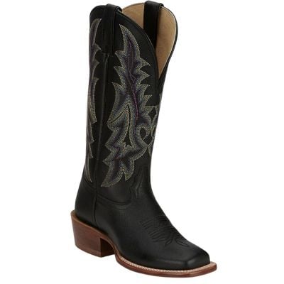Tony Lama Women's Estrella 13" Square Toe Boot - Black