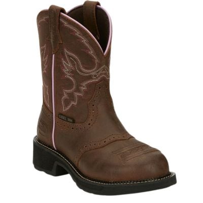 Justin Women's Wanette 8" Aged Bark Brown Waterproof Steel Toe Work Boot