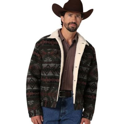 Wrangler® Men's Sherpa Lined Jacquard Trucker Jacket
