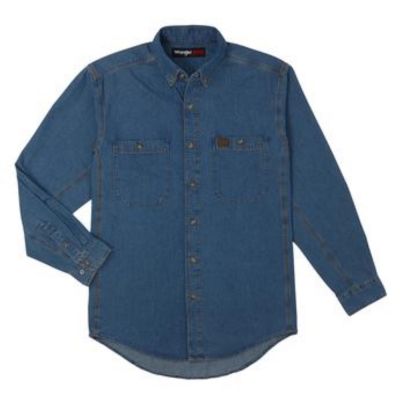 Wrangler® Riggs Workwear® Long Sleeve Button Down Solid Denim Work Shirt