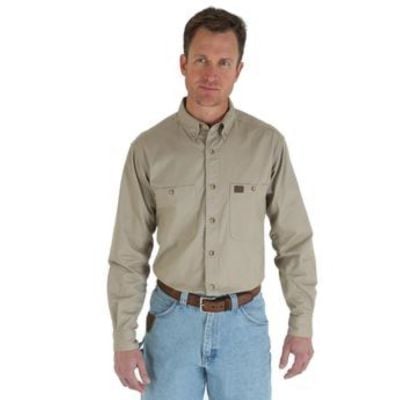 Wrangler® Riggs Workwear® Long Sleeve Button Down Solid Twill Work Shirt