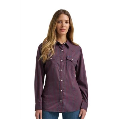 Wrangler Women's Burgundy Western Dress Snap Shirt