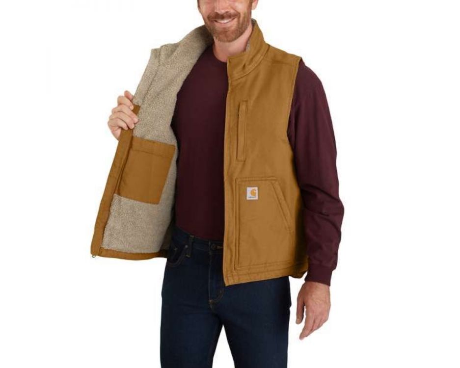 Sherpa Lined Mock Neck Vest,104277-Brn