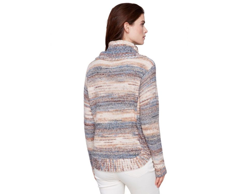 Space Dye Turtle Neck Hairy Sw,C2316rr-Denim