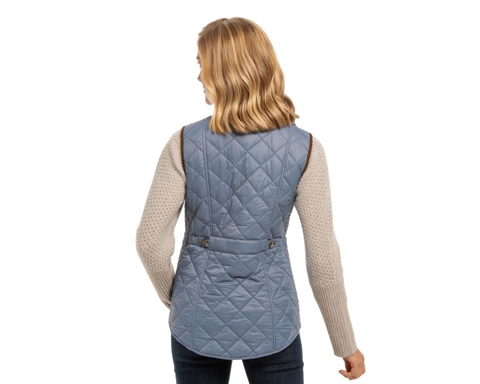 Ladies Blue Quilted Nylon Vest,Vista-Blue,Madison Creek
