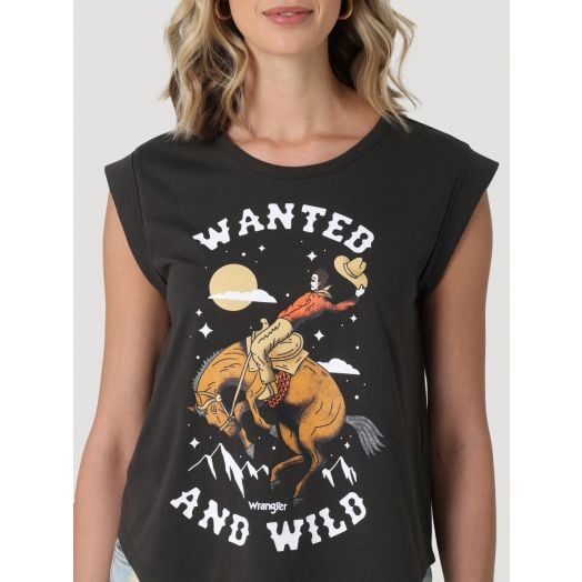 Wrangler Ladies Wanted and Wild Cuffed Tank 