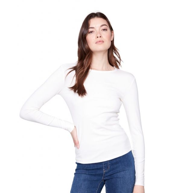 Charlie B Women's Ecru Knit Crew Neck Top