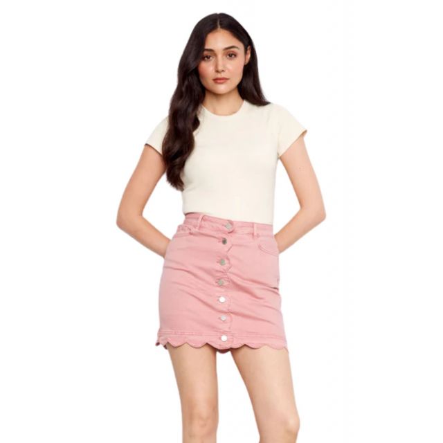 Charlie B Women's Peony Scalloped Hem Twill Skort