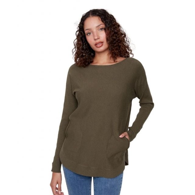 Charlie B Women's Spruce Round Hem Sweater