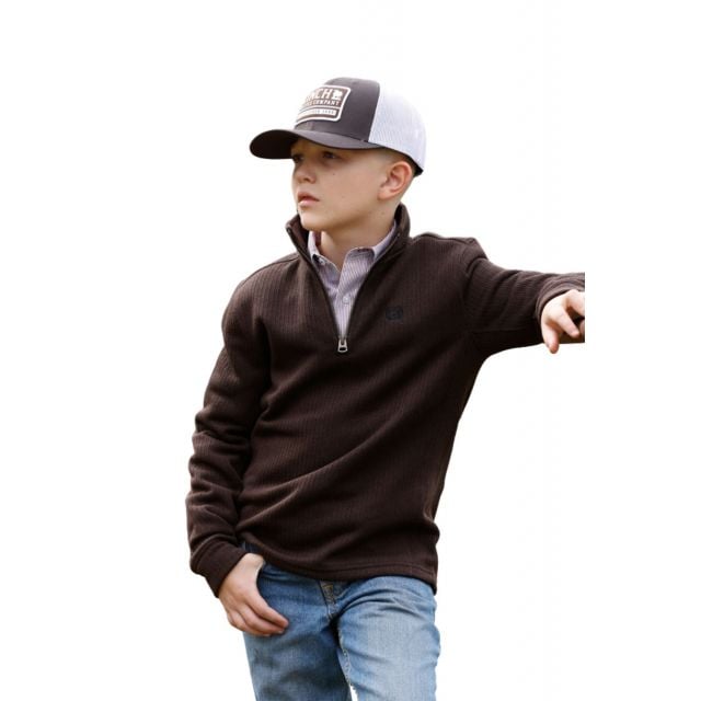 Cinch Boy's Brown 1/4 Zip Pullover