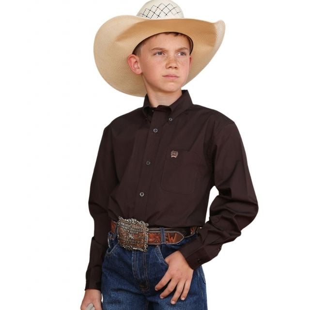 Cinch Boy's Brown Long Sleeve Shirt
