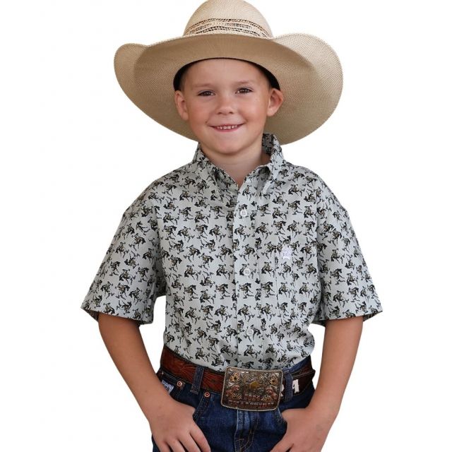 Cinch Boy's Gray Short Sleeve Print Shirt