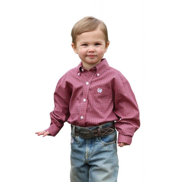 Cinch Boy's (Matching Dads) Pink Print Long Sleeve Shirt