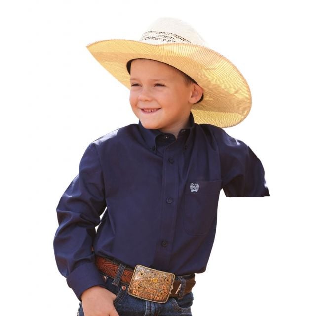 Cinch Boy's (Matching Dads) Solid Royal Long Sleeve Shirt