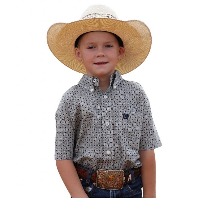 Cinch Boy's (Matching Dads) Yellow Short Sleeve Print Shirt