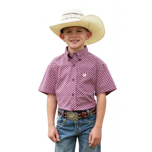 Cinch Boy's Purple Short Sleeve Shirt
