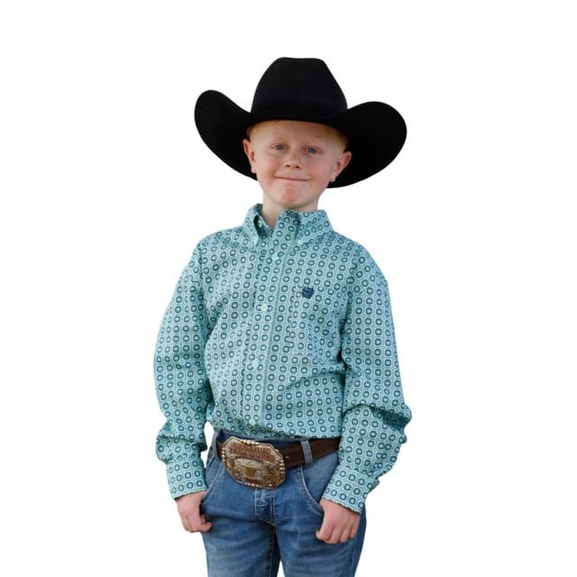 Cinch Boy's Turquoise LS Shirt