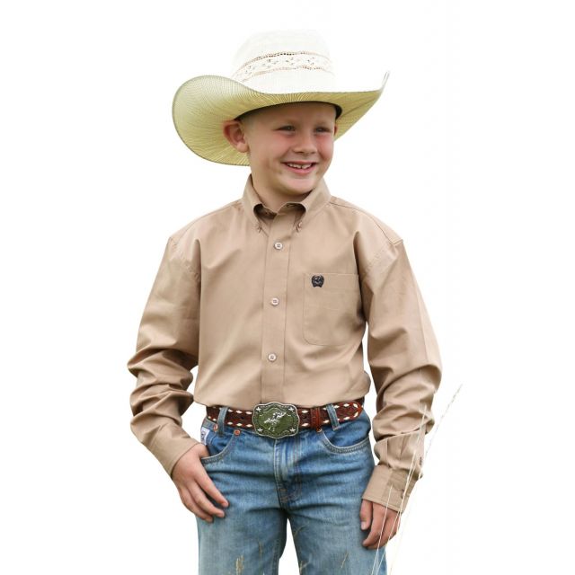 Cinch Boys's (Matching Dads) Khaki Long Sleeve Shirt