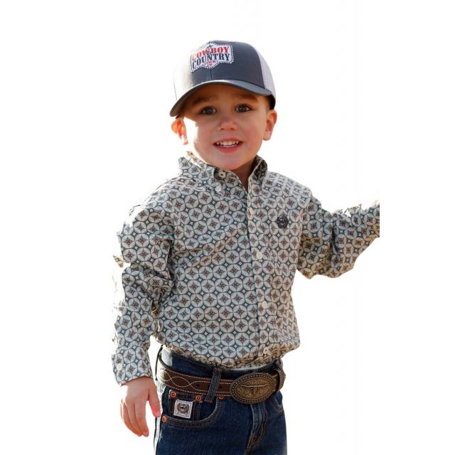 Cinch Infant Boy's (Matching Dad) Cream Long Sleeve Button Printed Shirt
