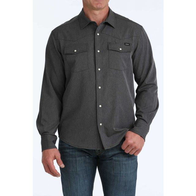Cinch Men's Black Long Sleeve Camp Shirt