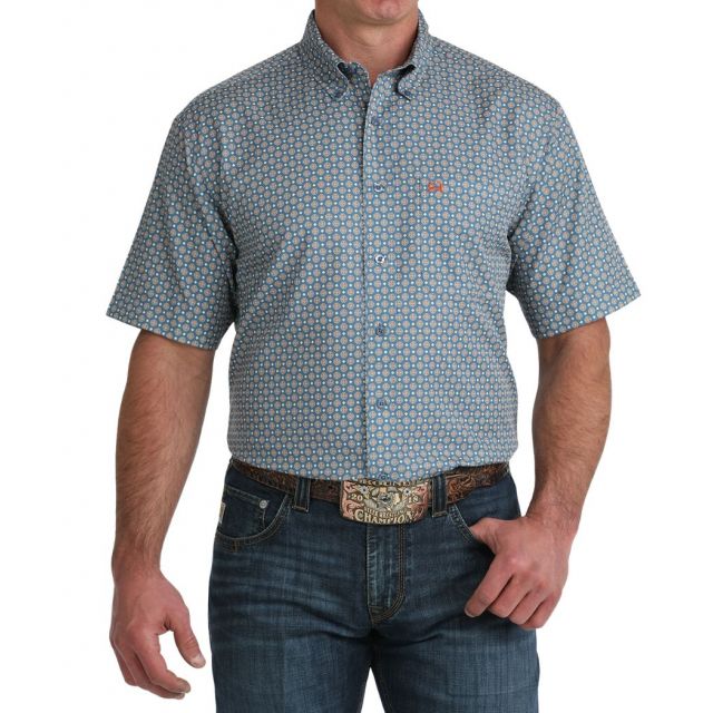 Cinch Men's Blue Arenaflex Short Sleeve Print Shirt