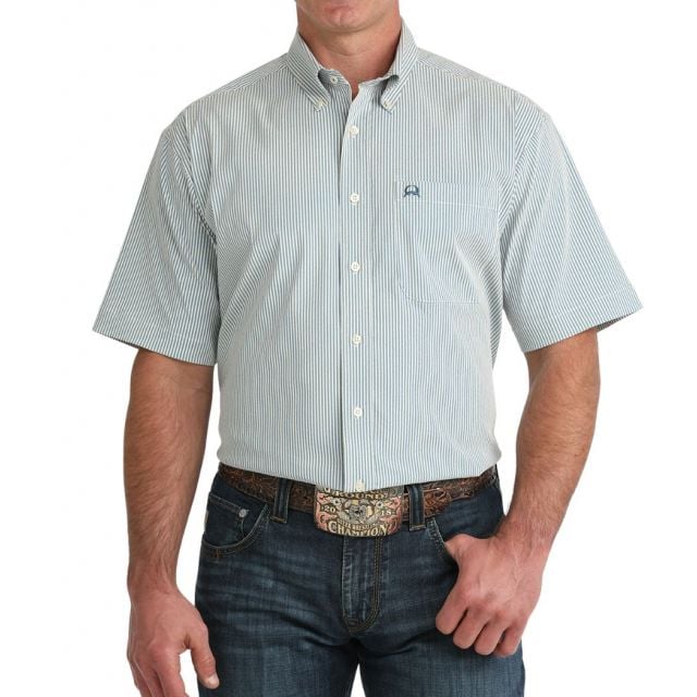 Cinch Men's Blue Arenaflex Short Sleeve Stripe Shirt