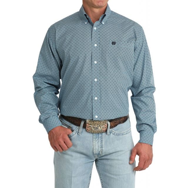 Cinch Men's Blue Long Sleeve Shirt