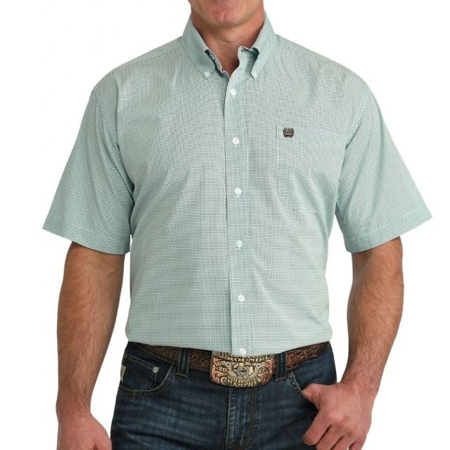 Cinch Men's Blue Short Sleeve Print Shirt