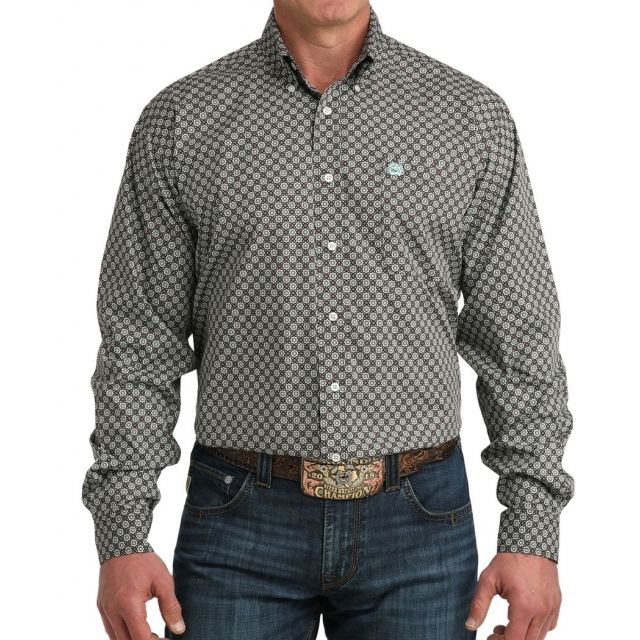 Cinch Men's Brown Long Sleeve Print Shirt