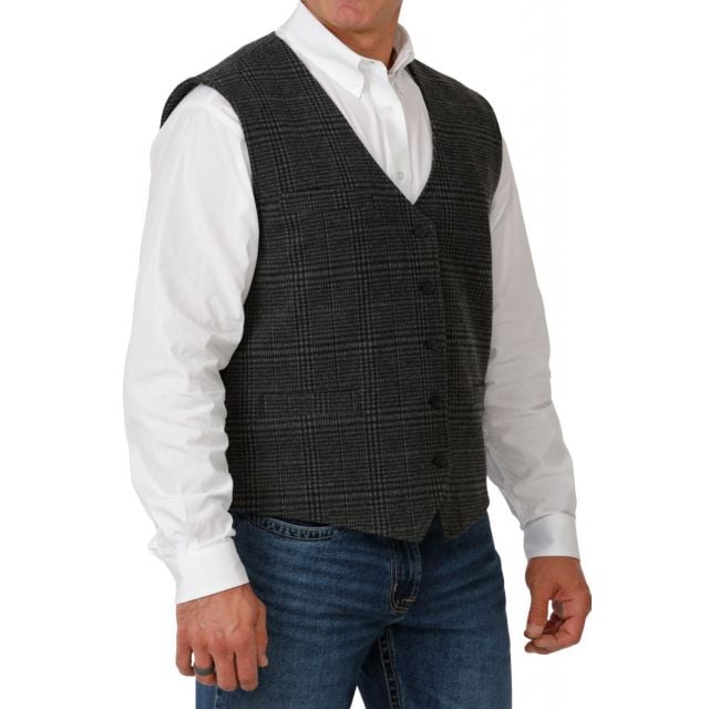 Cinch Men's Charcoal Plaid Vest