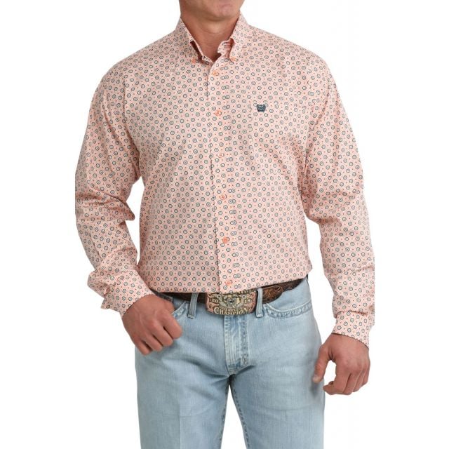 Cinch Men's Coral Print Long Sleeve Shirt