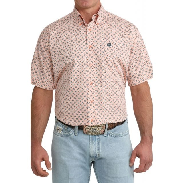 Cinch Men's Coral Print Short Sleeve Shirt