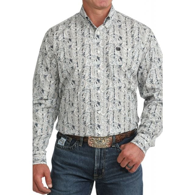 Cinch Men's Cream Long Sleeve Print Shirt
