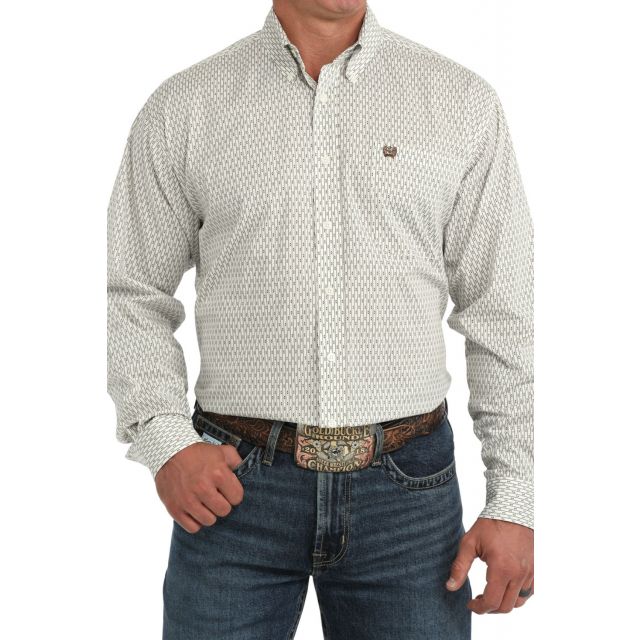 Cinch Men's Cream Long Sleeve Print Shirt