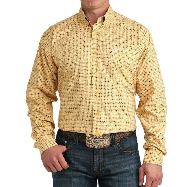 Cinch Men's Gold Long Sleeve Print Shirt