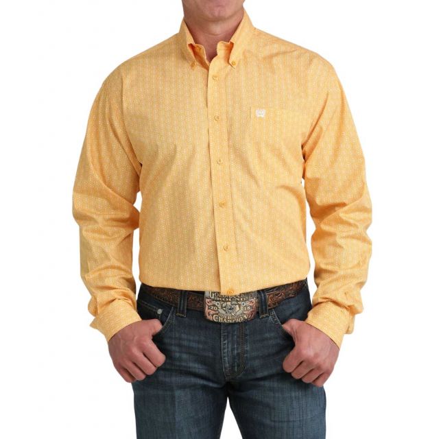 Cinch Men's Gold Long Sleeve Print Shirt