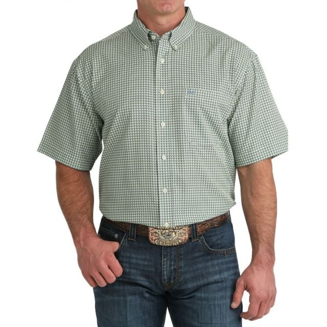 Cinch Men's Green Arenaflex Short Sleeve Print Shirt