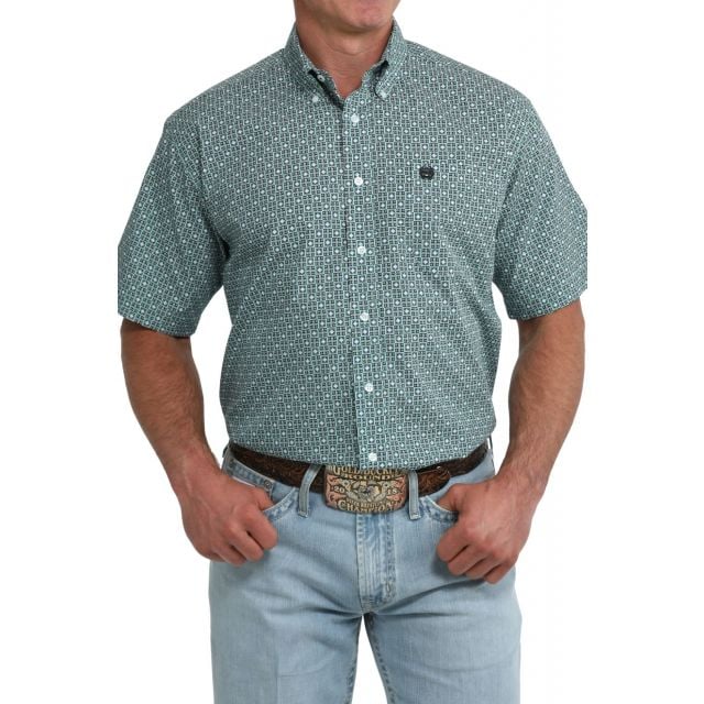 Cinch Men's Green Short Sleeve Shirt
