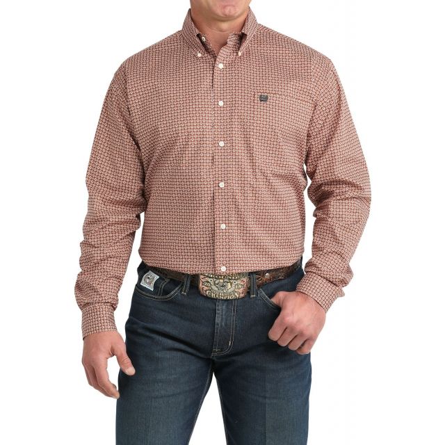 Cinch Men's Long Sleeve Brown Button Printed Shirt