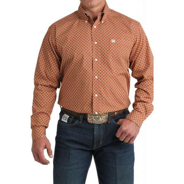 Cinch Men's (Matching Boys) Long Sleeve Brown Button Printed Shirt